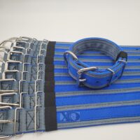 2" Wide Kennel Pack, Grey Seat Belt Outer, Royal Blue Inner & Stripe, Black Stitch, Size 15-20"