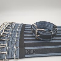 2" Wide Kennel Pack, Grey Seat Belt Outer, Black Inner & Stripe, Black Stitch, Size 14-19"