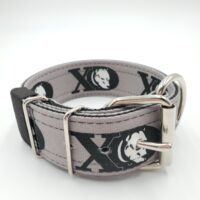 2" Nylon Collar- XD Grey Outer, Black Inner, Black Stitch, Neck Size 15-20"