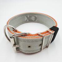 2" Nylon Collar- Grey Outer, Pumpkin Inner, Black Stitch, Neck Size 19-23"