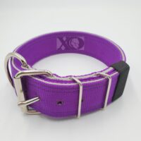 2" Nylon Collar- Purple Outer, Grey Inner, Black Stitch, Neck Size 20-24"