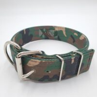 2" Nylon Collar- Camo Outer, Forest Green Inner, Black Stitch, Neck Size 21-25"