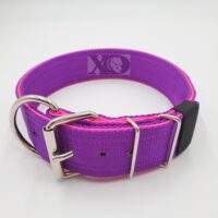 2" Nylon Collar- Purple Outer, Hot Pink Inner, Pink Stitch, Size 22-27"