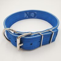 2" Nylon Collar- Pacific Blue Outer, Grey Inner, Black Stitch, Neck Size 23-28"