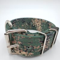2" Nylon Collar- Digital Camo Jarhead Outer, Forest Green Inner, Black Stitch, Neck Size 14-19"