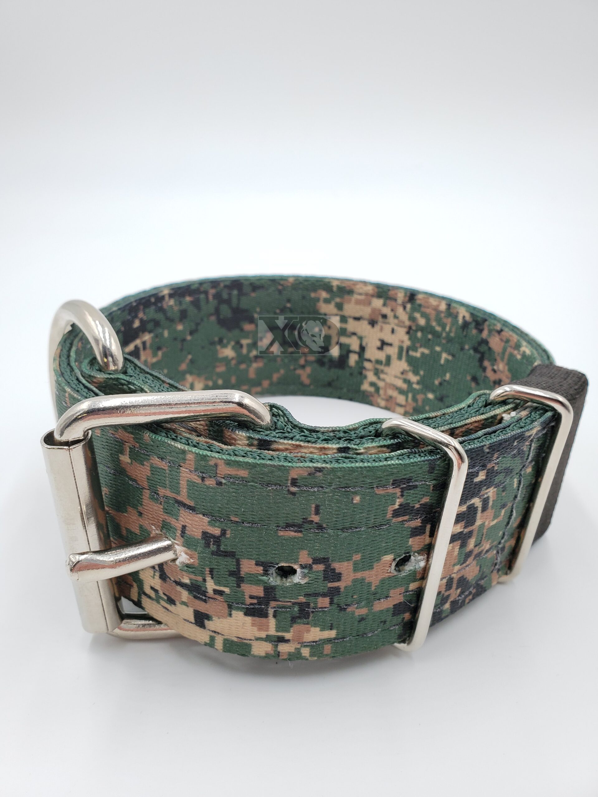 2" Nylon Collar- Digital Camo Jarhead Outer, Forest Green Inner, Black Stitch, Neck Size 14-19"