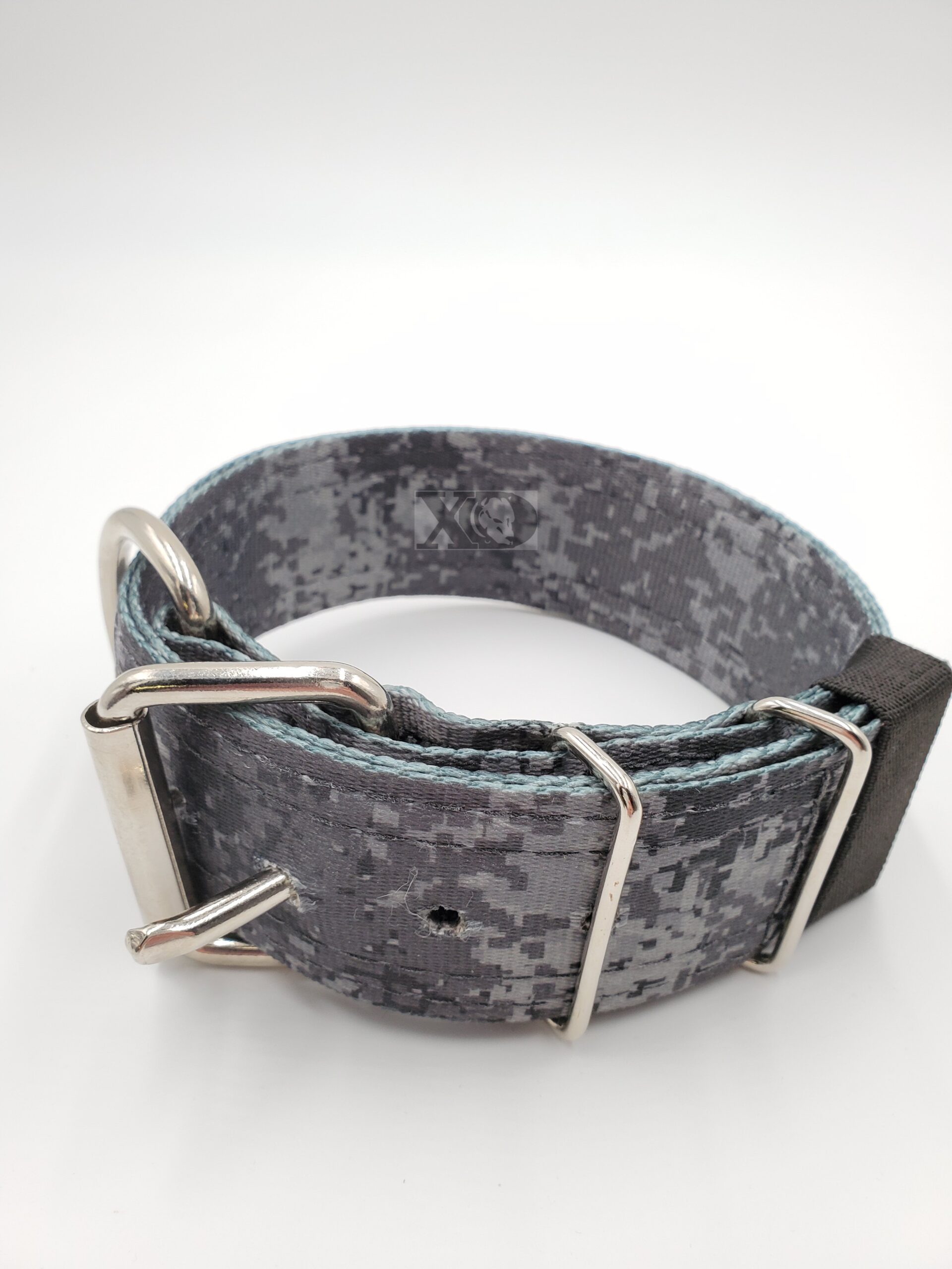 2" Nylon Collar- Digital Camo Dark Outer, Black Inner, Black Stitch, Neck Size 15-20"