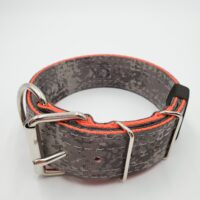 2" Nylon Collar- Digital Camo Dark Outer, Hot Orange Inner, Grey Stitch, Neck Size 17-22"