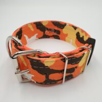 2" Nylon Collar- Autumn Camo Outer, Hot Orange Inner, Grey Stitch, Neck Size 17-22"