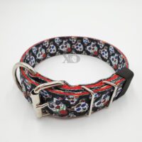 1.5" Nylon Collar- Sugar Bull Outer, Dark Red Inner, Black Stitch, Neck Size 17-22"