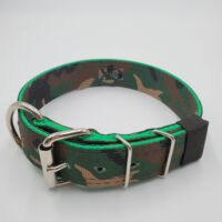 1.5" Nylon Collar- Camo Outer, Hot Green Inner, Black Stitch, Neck Size 18-23"