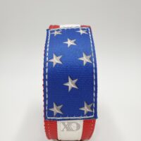 2" American Flag Collar, Light Red Outer, Royal Blue Inner and Keeper, White Stripe, Stars Patch, White Stitch