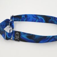 1.5" Wide Nylon Martingale, Liquid Blue, Stainless Steel Hardware, Size Medium