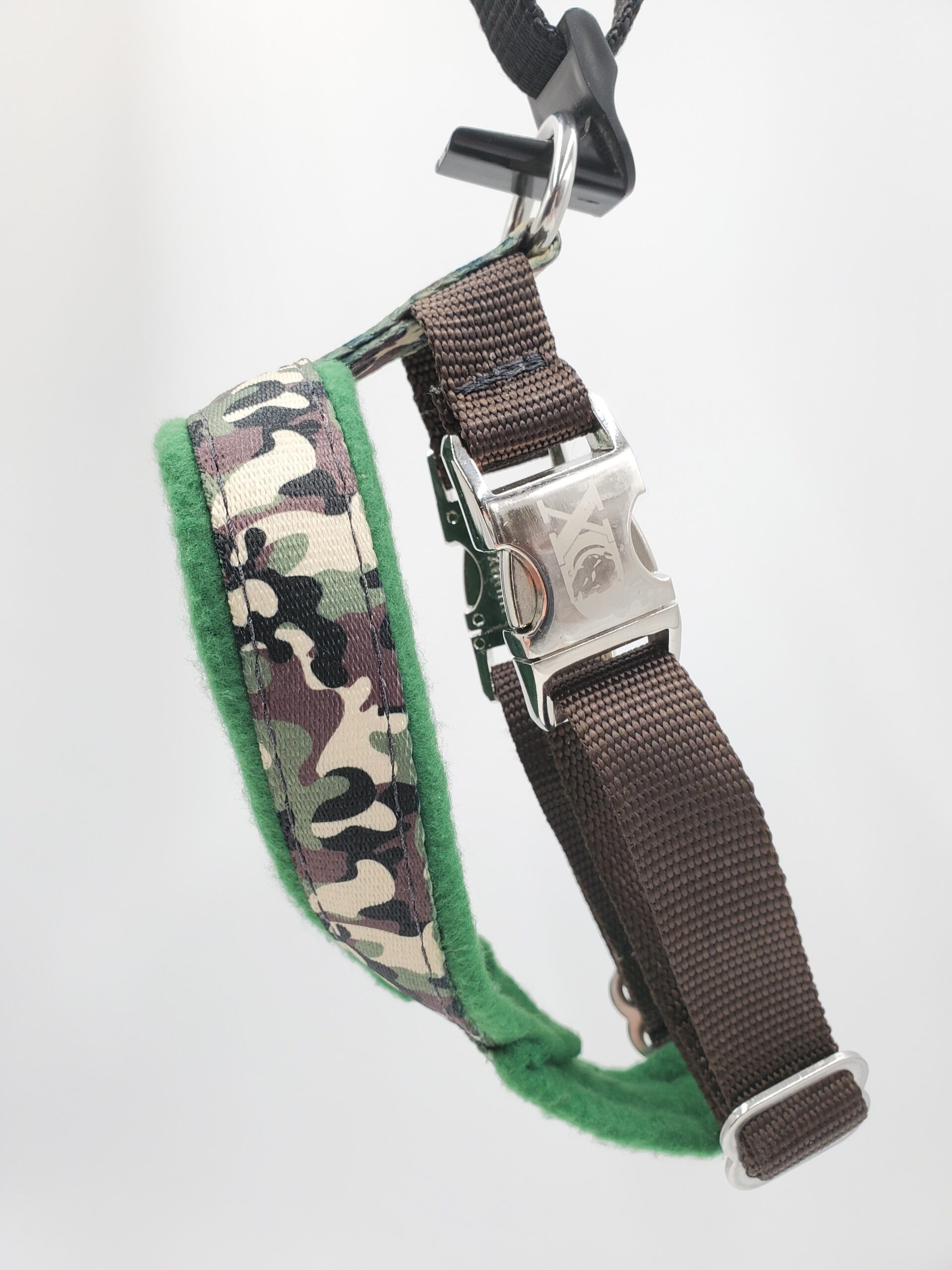 1" Nylon Fleece-Lined Harness, OP Camo, Forest Green Fleece, Size XXS