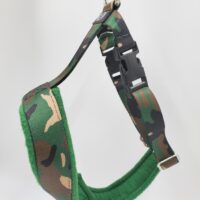 2" Nylon Fleece-Lined Harness, Camouflage, Forest Green Fleece, Size Small
