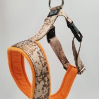 2" Nylon Fleece-Lined Harness, Digital Desert Camo, Hot Orange Fleece, Size Small