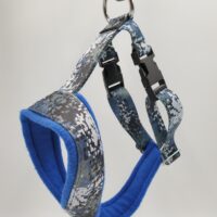 2" Nylon Fleece-Lined Harness, Digital Blue Camo, Blue Fleece, Size Small