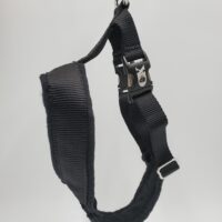 2" Nylon Fleece-Lined Harness, Black with Black Fleece, Black Aluminum Buckles, Size Small