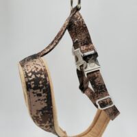 2" Nylon Fleece-Lined Harness, Digital Desert Camo with Tan Fleece, Aluminum Buckles, Size Small