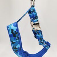 2" Nylon Fleece-Lined Harness, OP Blue Camo with Blue Fleece, Aluminum Buckles, Size Small