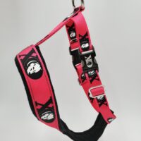 2" Nylon Fleece-Lined Harness, Hot Pink XD with Black Fleece, Black Aluminum Buckles, Size Medium