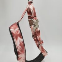 2" Nylon Fleece-Lined Harness, Red Smoke with Charcoal Fleece, Aluminum Buckles, Size Medium
