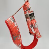 2" Nylon Fleece-Lined Harness, Digital Red Camo with Red Fleece, Aluminum Buckles, Size Medium