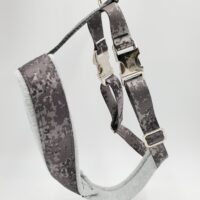 2" Nylon Fleece-Lined Harness, Digital Dark Camo with Grey Fleece, Aluminum Buckles, Size Medium
