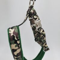 2" Nylon Fleece-Lined Harness, OP Camo with Forest Green Fleece, Aluminum Buckles, Size Medium