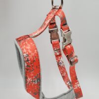 2" Nylon Fleece-Lined Harness, Digital Red Camo with Grey Fleece, Aluminum Buckles, Size Medium