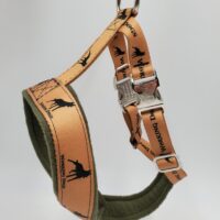 1.5" Nylon, Fleece-Lined Harness, Working Dogs Shepherd with Olive Fleece, Aluminum Buckles, Size Medium