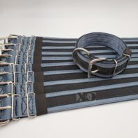 2" Wide Kennel Pack, Grey Seat Belt Outer, Black Inner and Stripe, Black Stitch, Size 16-22"