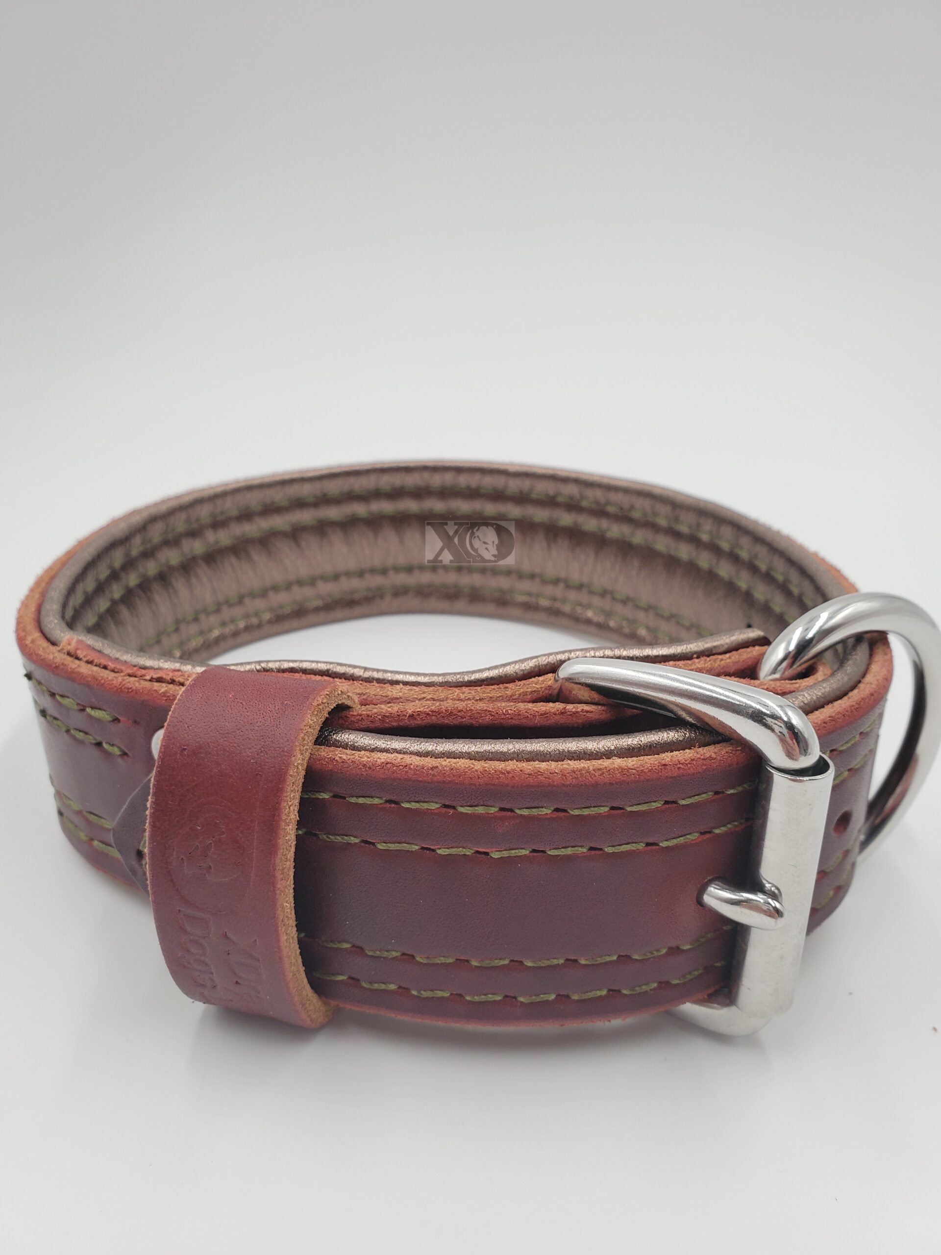 2" Latigo Leather Collar Deerskin Lined - Image 2