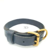 1" Black Leather Single Ply Collar, Neck Size 13-17"