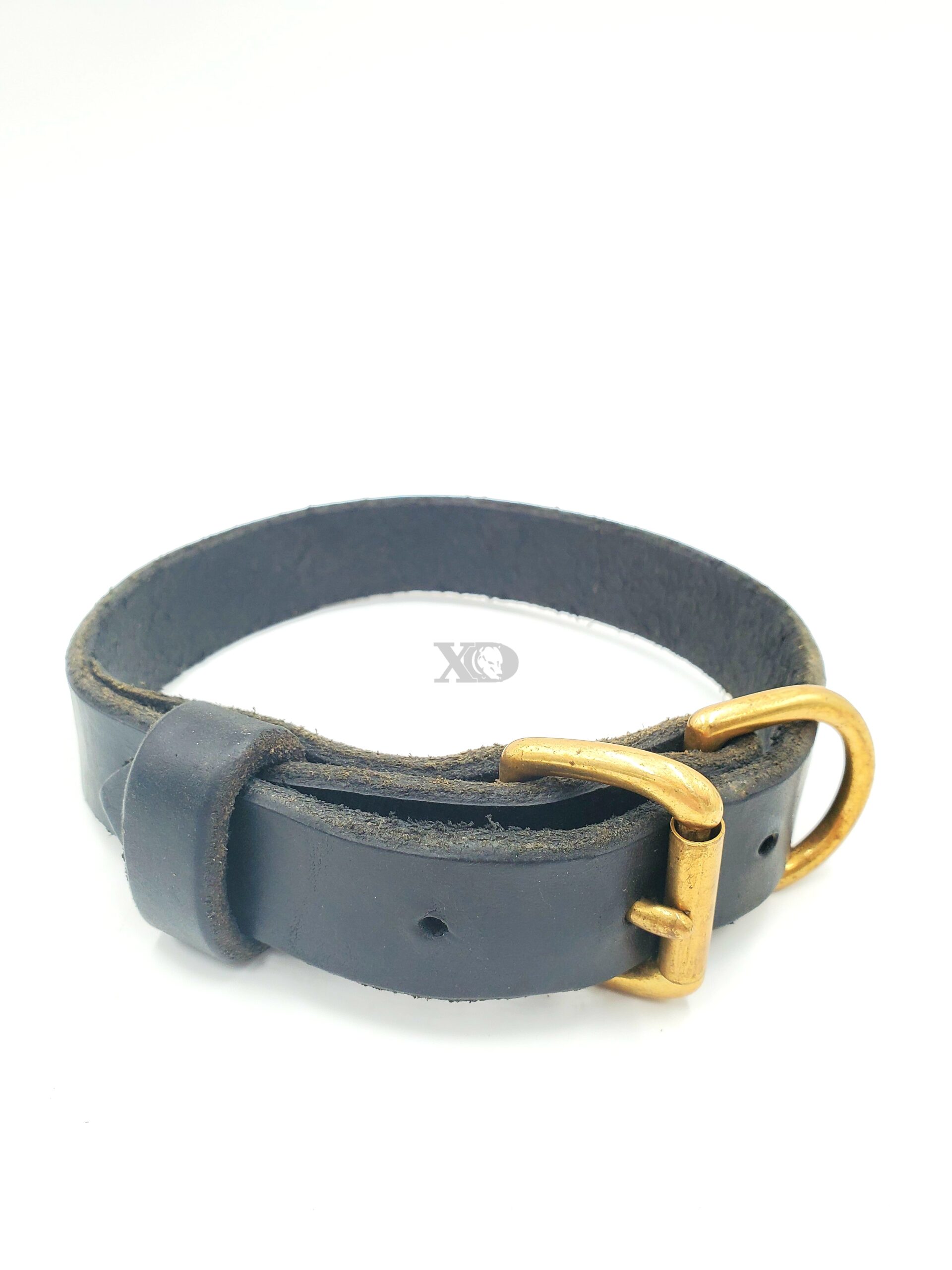 1" Black Leather Single Ply Collar, Neck Size 13-17"