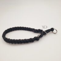 Braided Black Latigo Leather Choker/Slip Collar, Stainless Steel Hardware