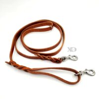 3/4" Tan Latigo Leather Working Lead, Stainless Steel Hardware, 7ft Length