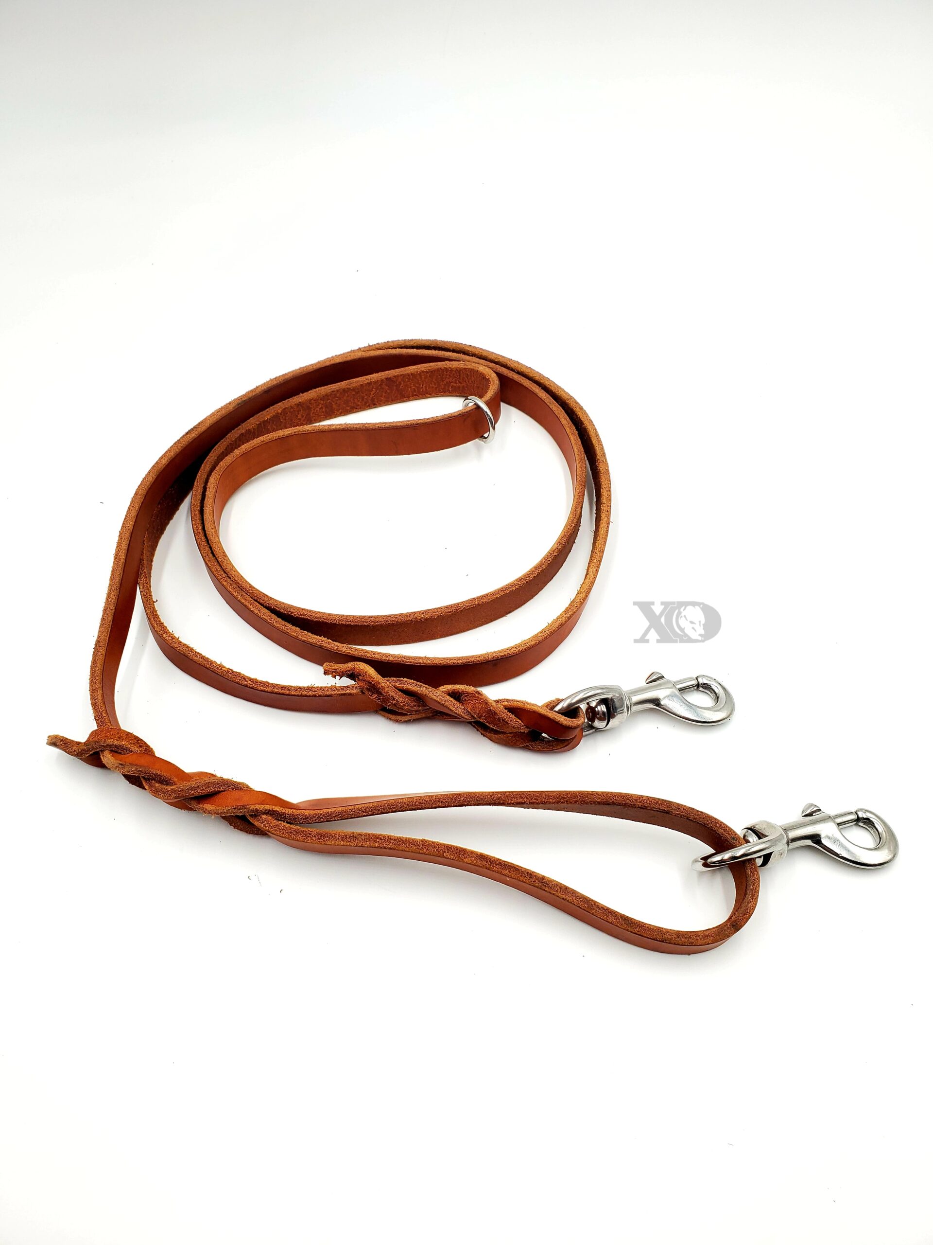 3/4" Tan Latigo Leather Working Lead, Stainless Steel Hardware, 7ft Length