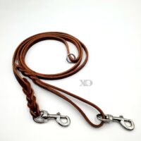 1/2" Brown Latigo Leather Working Lead, Stainless Steel Hardware, 7ft Length