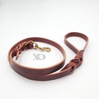 3/4" Burgundy Braided Latigo Leather OB Lead, Solid Brass Hardware, 4ft Length