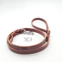 3/4" Burgundy Braided Latigo Leather OB Lead, Stainless Steel Hardware, 4ft Length