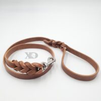 3/4" Brown Braided Latigo Leather OB Lead, Stainless Steel Hardware, 4ft Length
