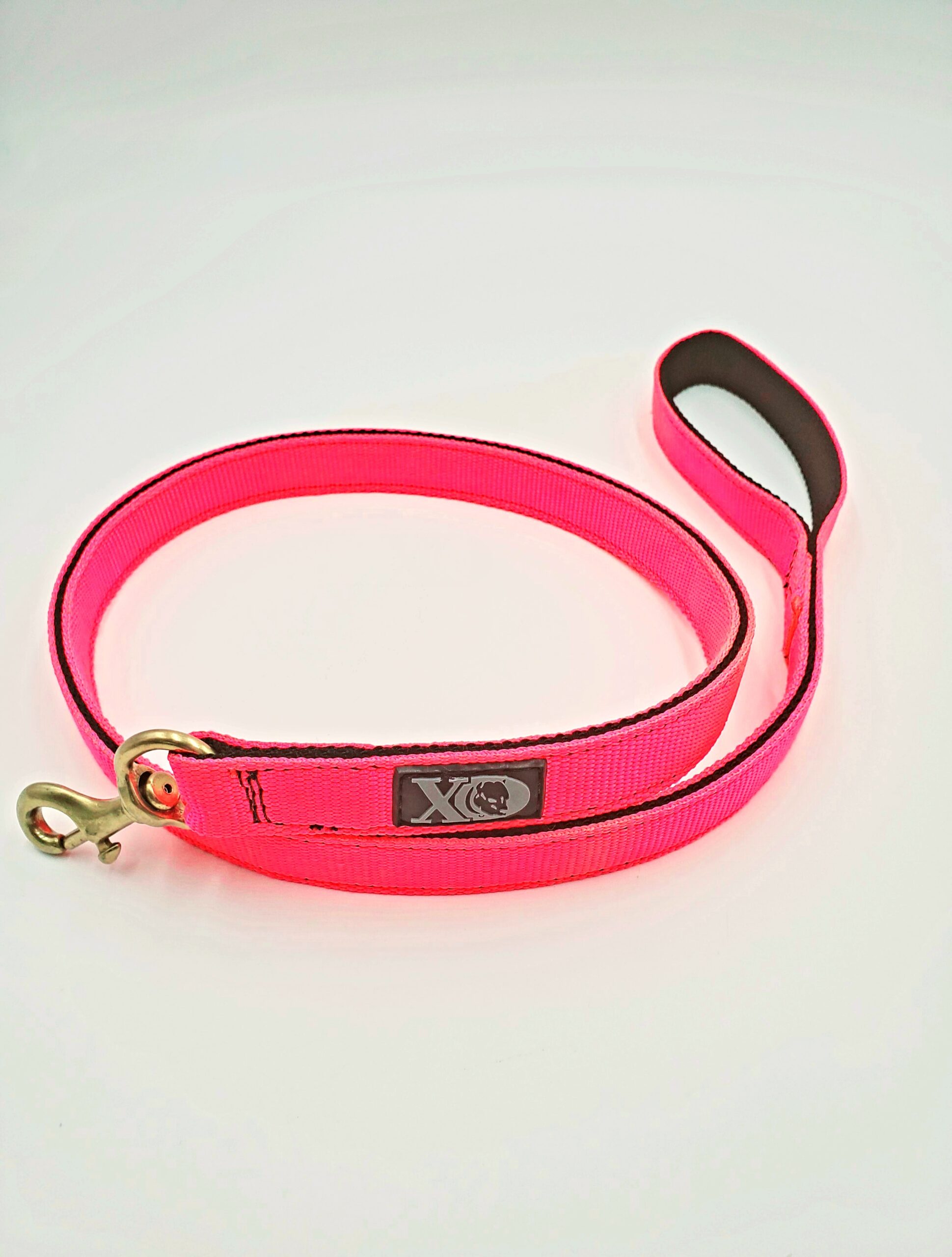4 Ft. Nylon Lead - Hot Pink Outer, Black Inner, Black Thread, Solid Brass