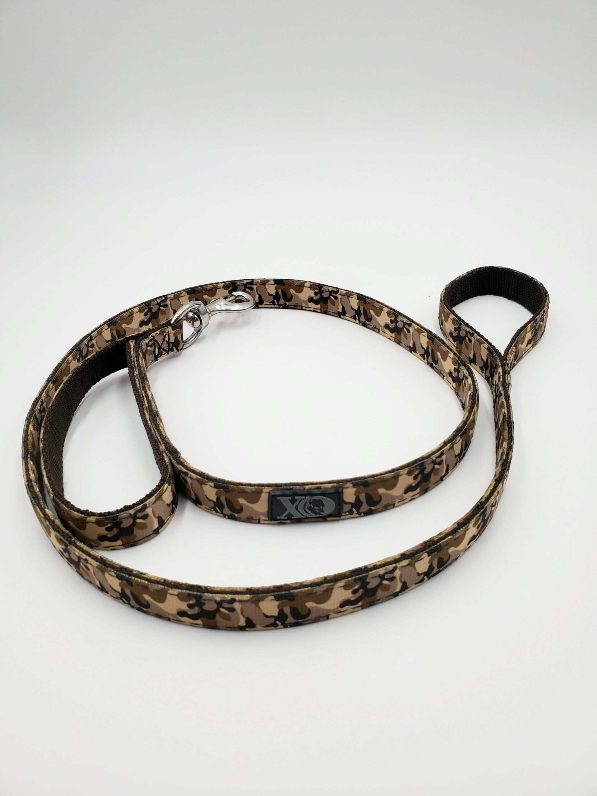 5 Ft. Nylon Lead with Traffic Handle- OP Camo Brown Outer, Brown Inner, Black Thread, Stainless Steel