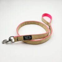 4 Ft. Nylon Lead - Tan Outer, Hot Pink Inner, Black Thread, Stainless Steel