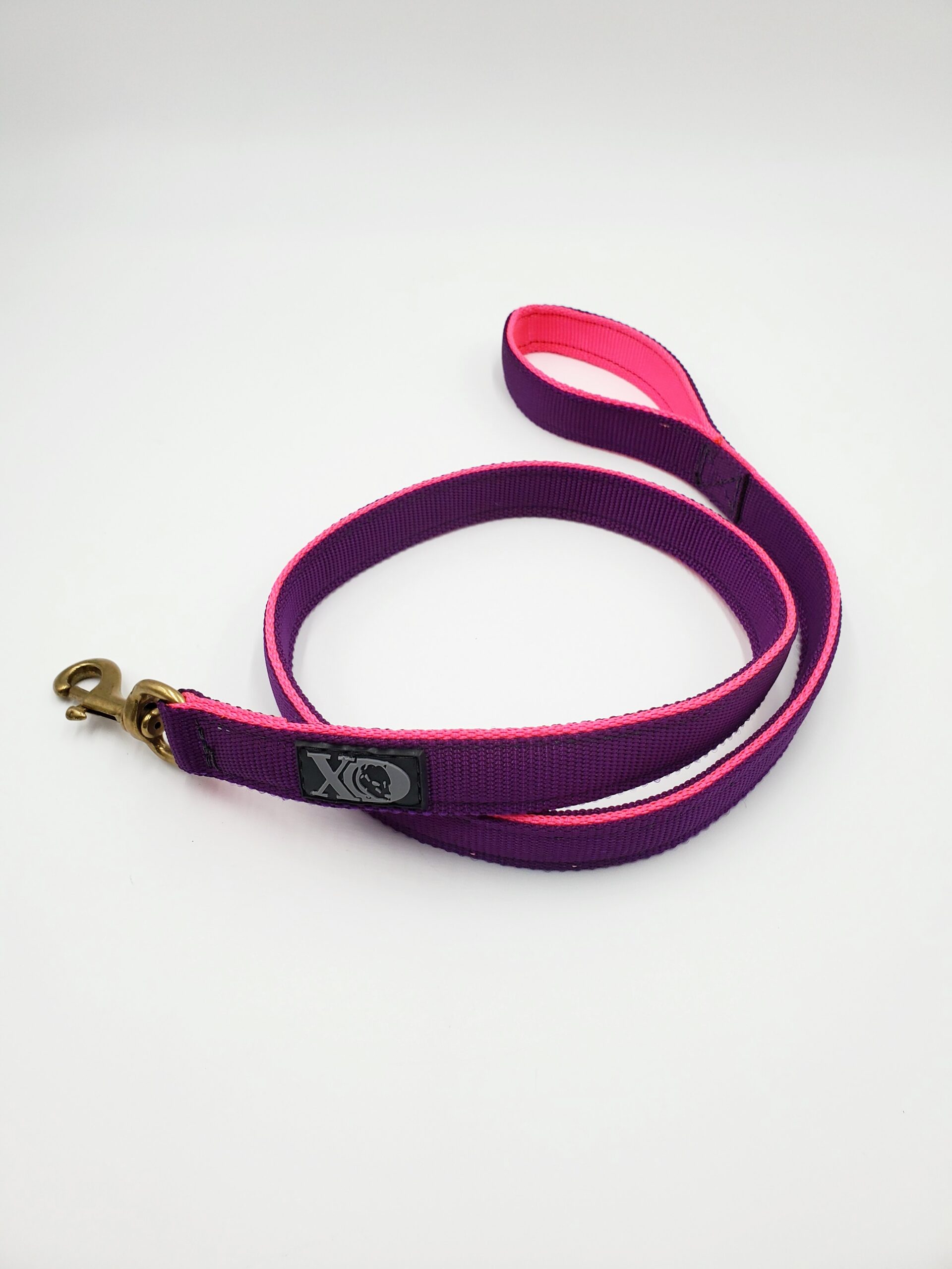 4 Ft. Nylon Lead - Purple Outer, Hot Pink Inner, Black Thread, Solid Brass