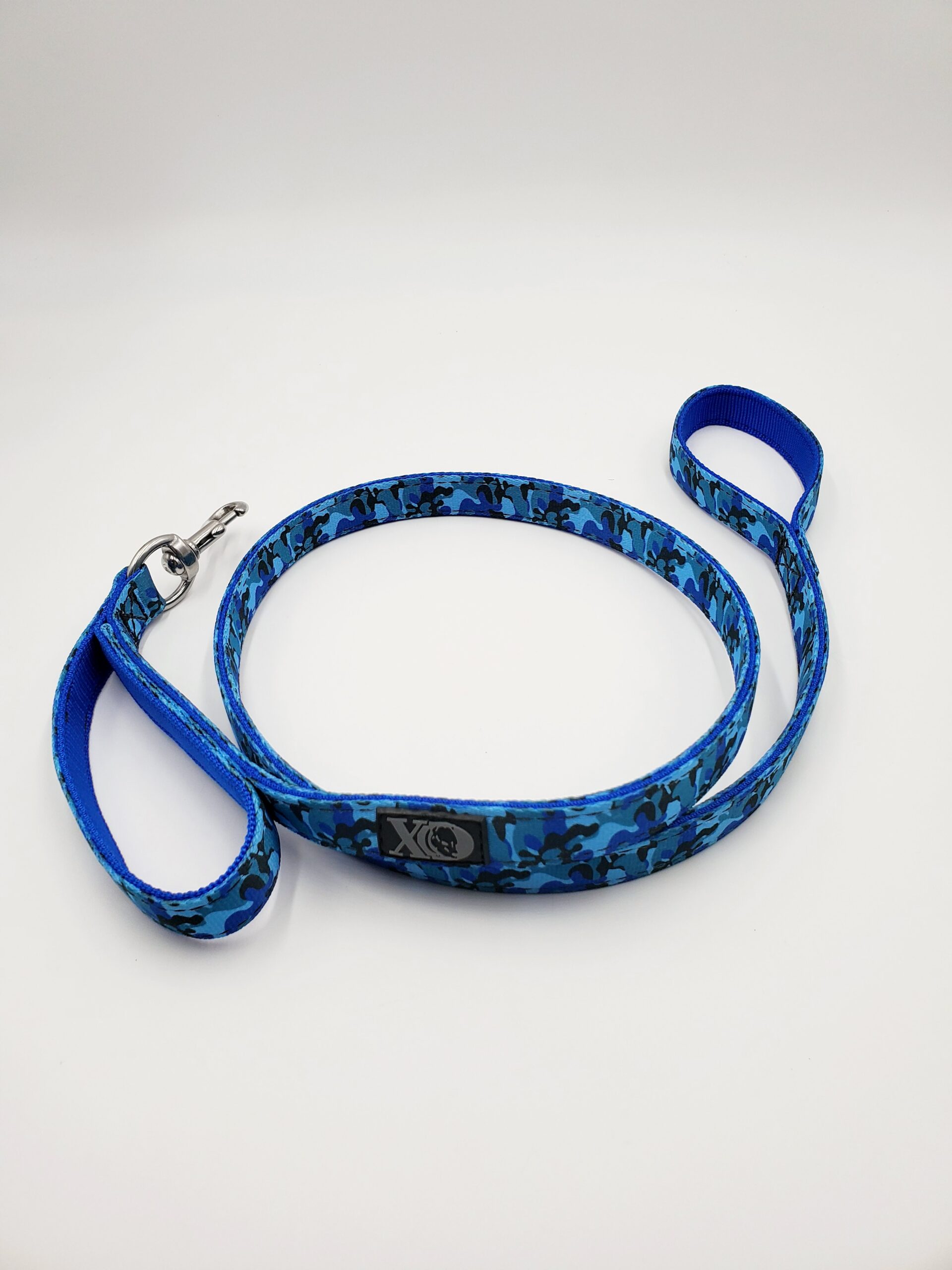 5 Ft. Nylon Lead with Traffic Handle- OP Camo Blue Outer, Royal Blue Inner, Black Thread, Stainless Steel