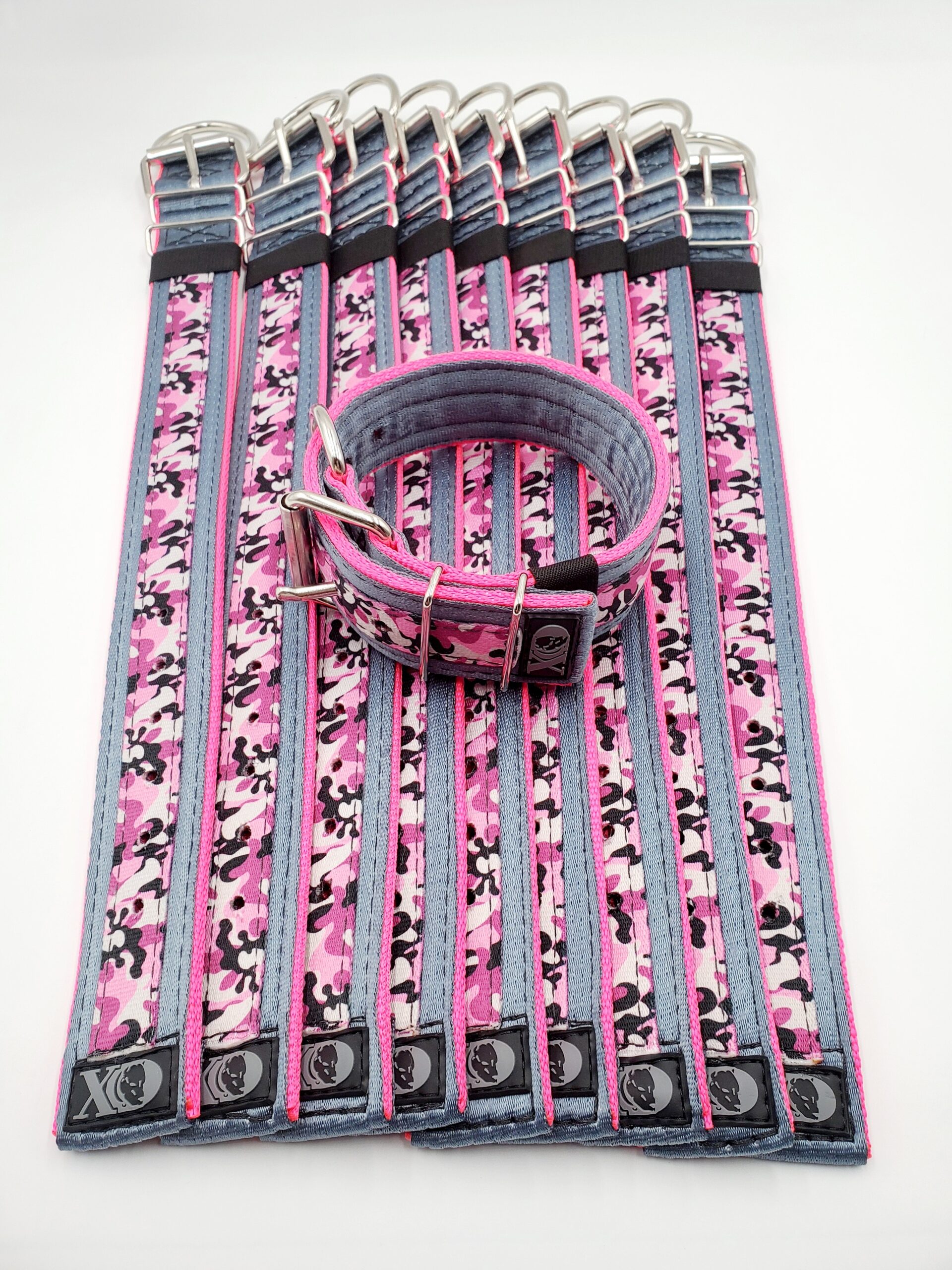 2" Wide Kennel Pack, Grey Seat Belt Outer, Hot Pink Inner, OP Camo Pink Stripe, Black Stitch, Size 14-19" - Image 3