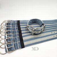 2" Wide Kennel Pack, Grey Seat Belt Outer, Grey Inner and Stripe, Black Stitch, Size 14-19"