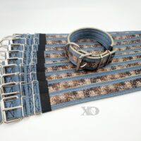 2" Wide Kennel Pack, Grey Seat Belt Outer, Tan Inner Digital Camo Desert Stripe, Black Stitch, Size 15-20"